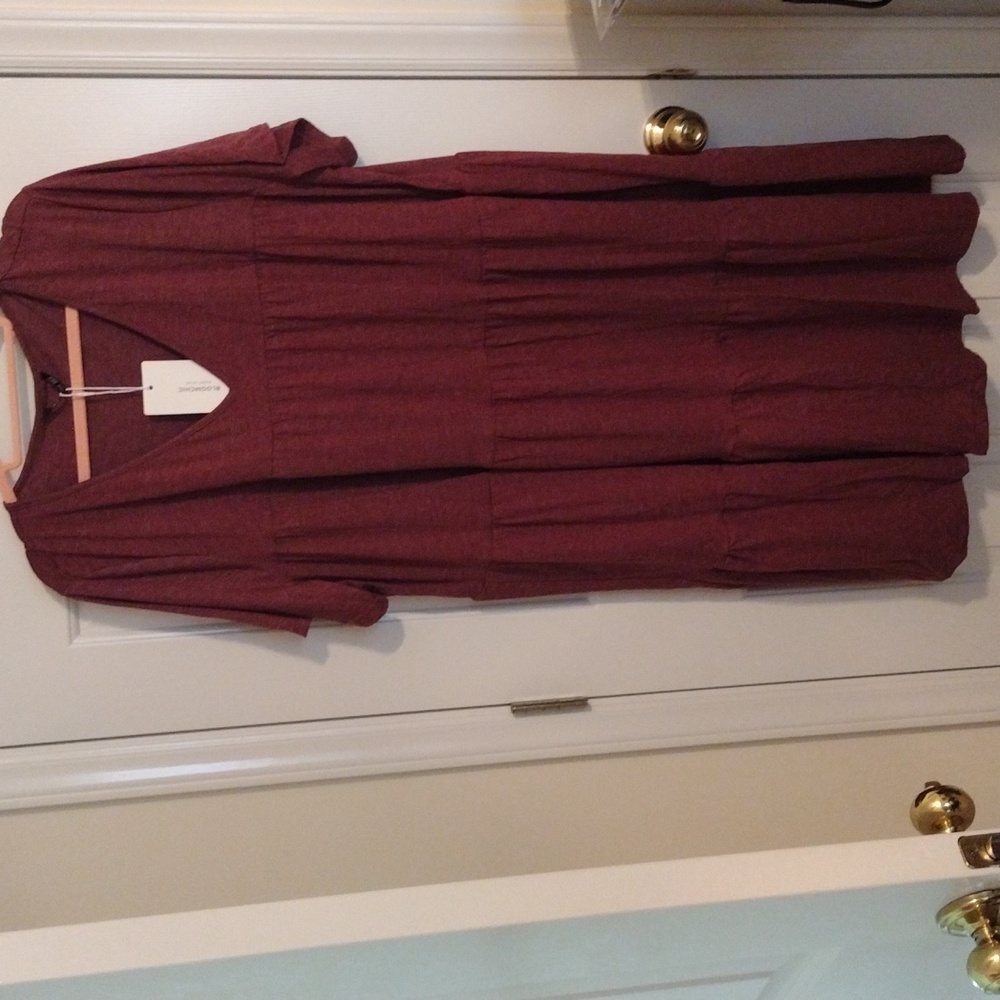 NWT Bloomchic Dark Mauve Tiered Ruffled Mid Length Boho Style Dress Size 18-20